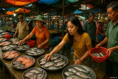 Рыбный рынок в Юго-Восточной Азии дыхание моря в человеческих руках