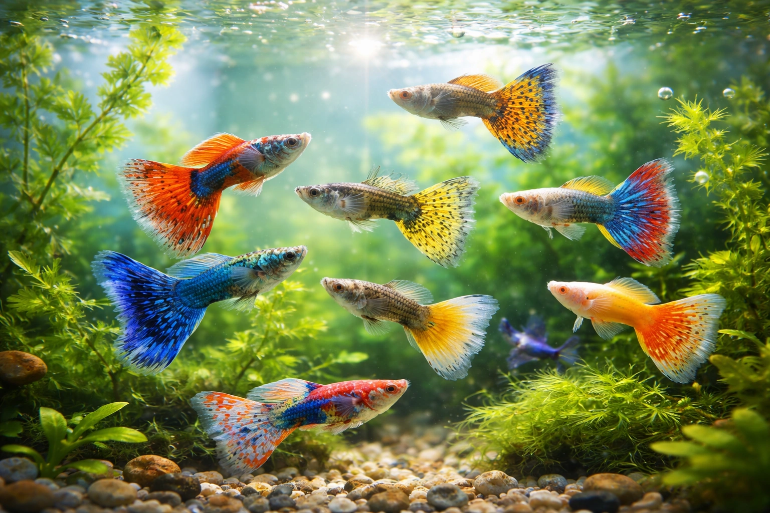 Гупі: генетика кольорів і прості правила стабільної зграї