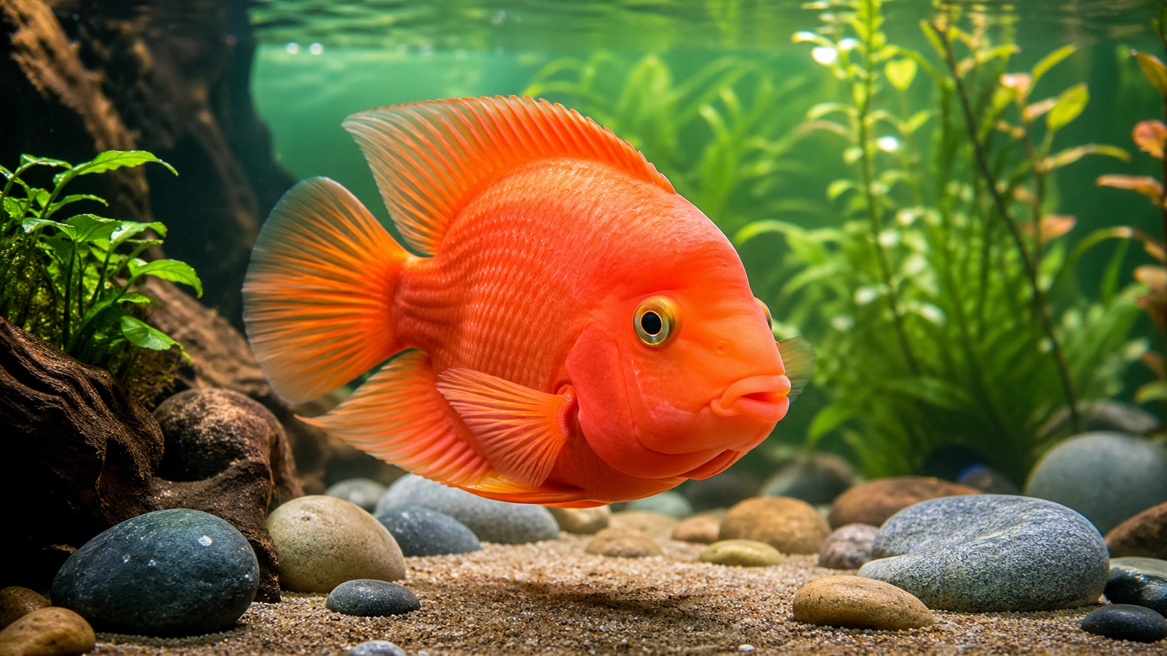 Цихліда-папуга: яскравий гібрид і питання етики утримання