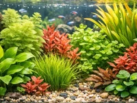 Акваріумні рослини крупним планом у домашньому акваріумі