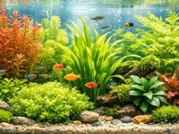 Акваріумні рослини при денному освітленні в яскравому акваріумі