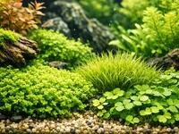 Ґрунтопокривні рослини крупним планом у домашньому акваріумі