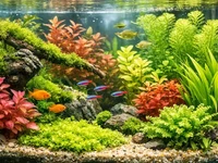 Домашній рослинний акваріум крупним планом із густою зеленою