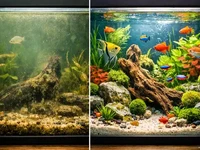 Порівняння домашнього акваріума до і після догляду