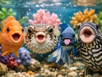 Смішні акваріумні рибки крупним планом у домашньому акваріумі