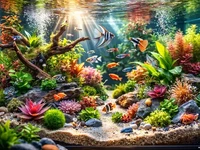 Красивий домашній акваріум крупним планом: яскравий 3D-акваскейп