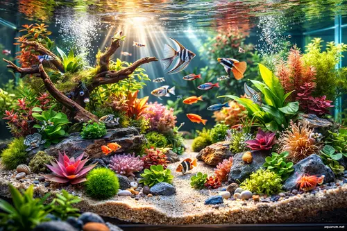 Красивий домашній акваріум крупним планом: яскравий 3D-акваскейп