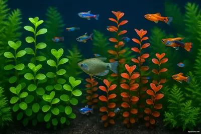 Rotala rotundifolia входит в число базовых растений использование позволяет добиться баланса между эстетикой и устойчивост
